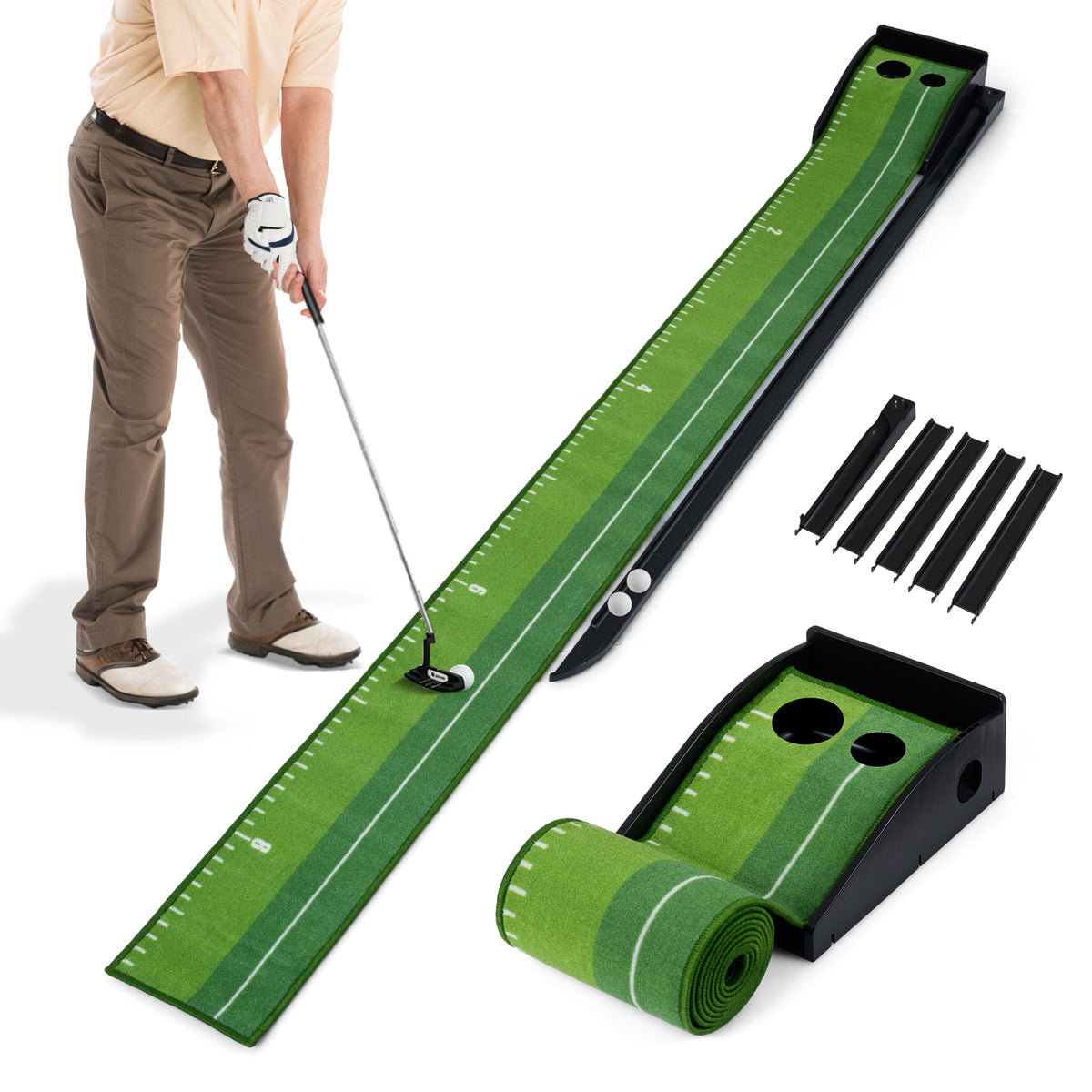 Indoor Golf Putting Mat with Auto Ball Return - Practice & Training