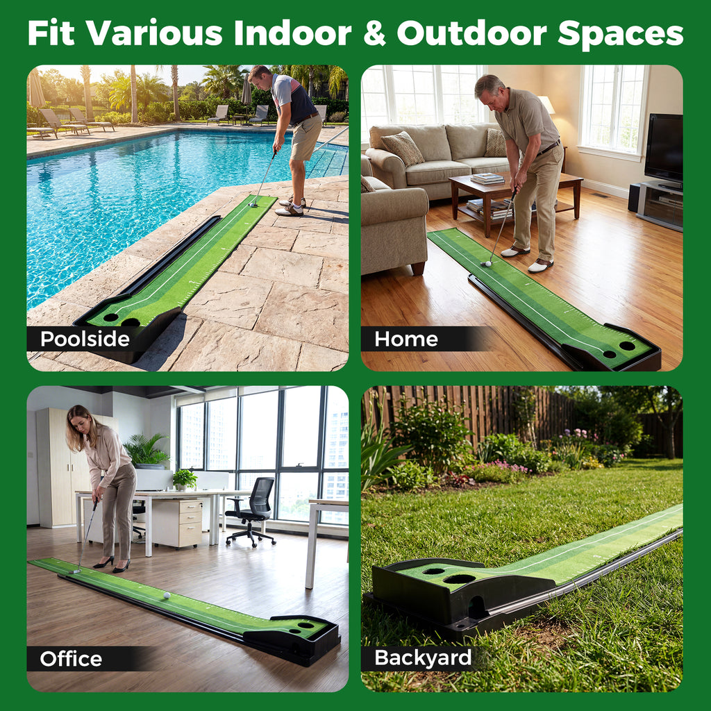 Indoor Golf Putting Mat with Auto Ball Return - Practice & Training