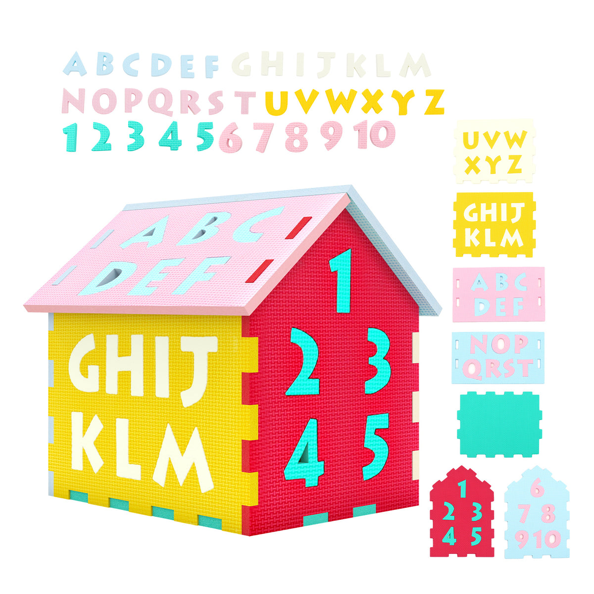 Puzzle Floor Mats with Interlocking Alphabet and Numbers - Style 4 for Kids