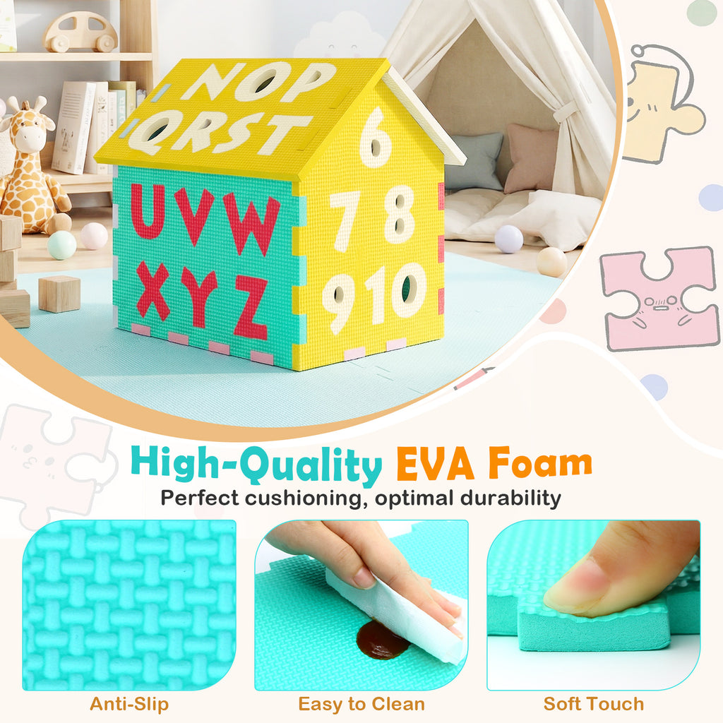 Puzzle Floor Mats with Interlocking Alphabet and Numbers - Style 4 for Kids