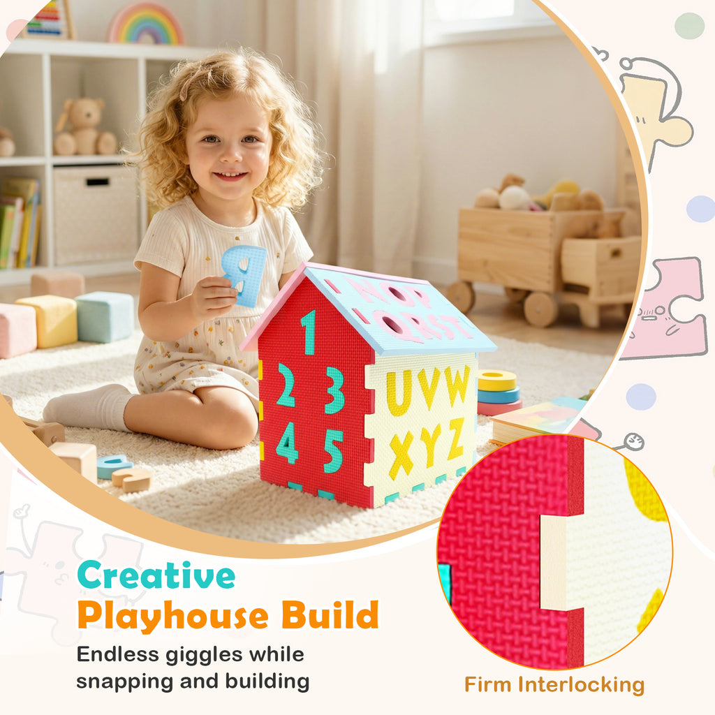 Puzzle Floor Mats with Interlocking Alphabet and Numbers - Style 4 for Kids