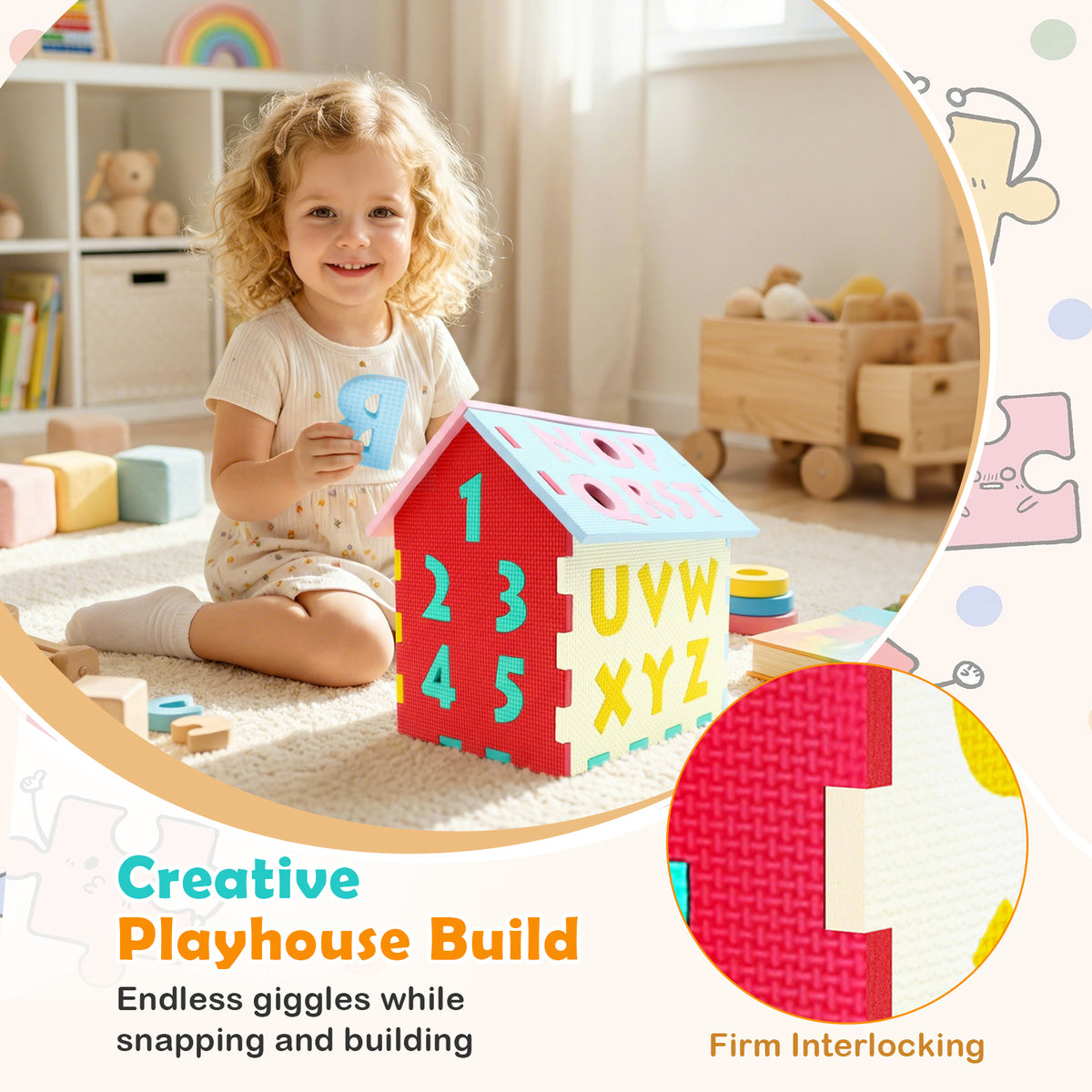 Puzzle Floor Mats with Interlocking Alphabet and Numbers - Style 4 for Kids