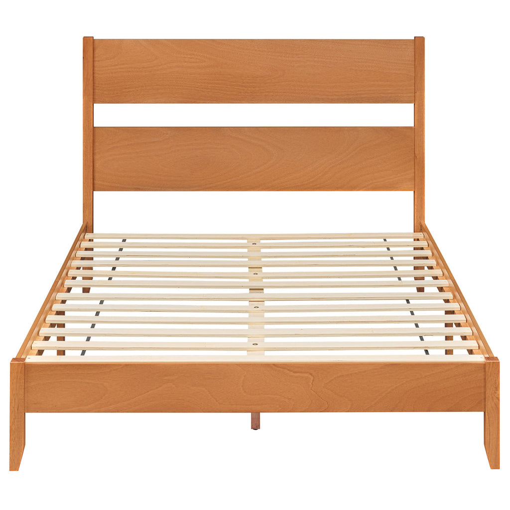 Queen Bed Frame with Headboard and Wood Legs - Brown