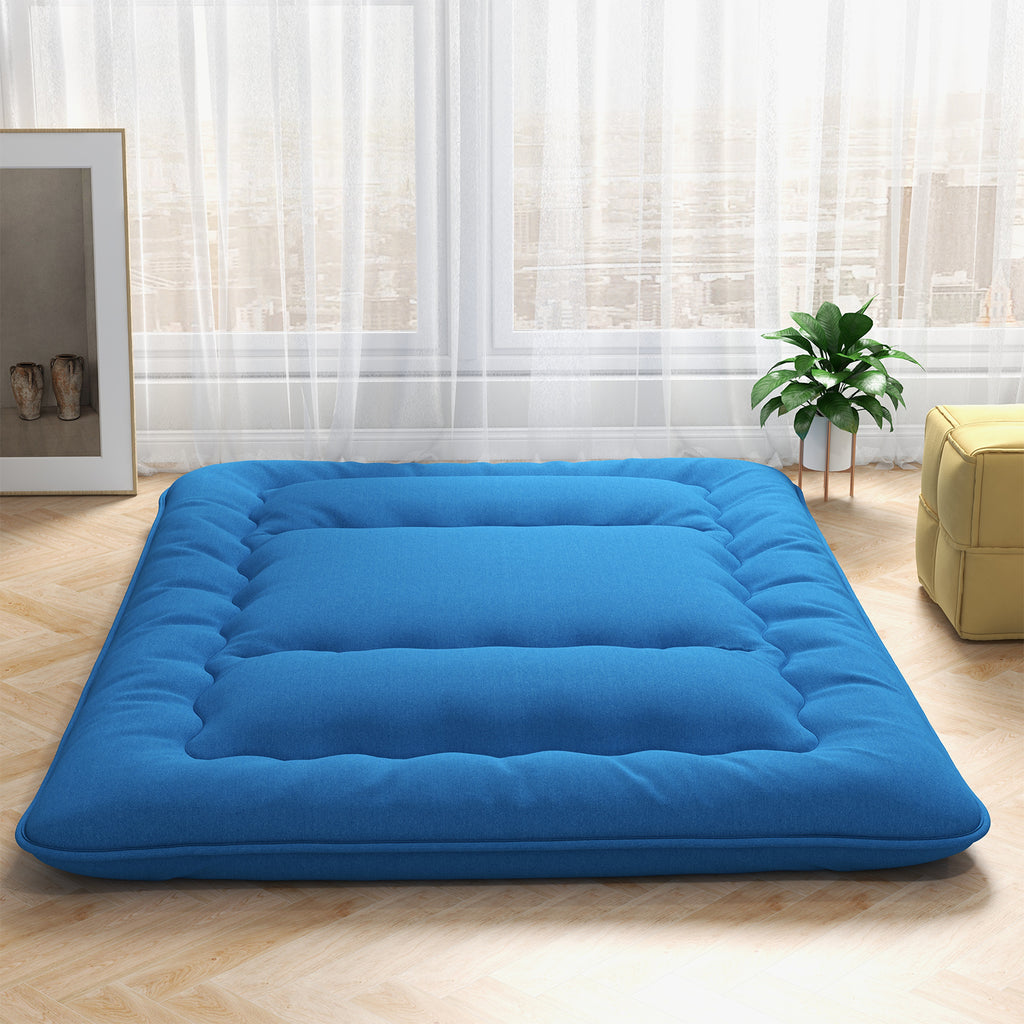 Foldable Futon Mattress with Washable Cover and Carry Bag, Navy Full Size