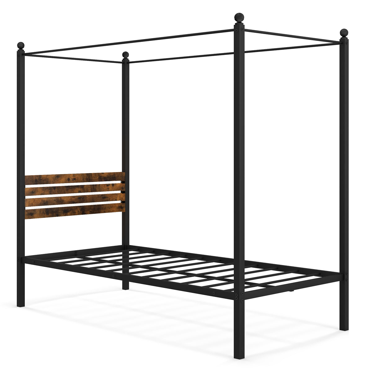Twin Size Canopy Bed Frame with Under Bed Storage