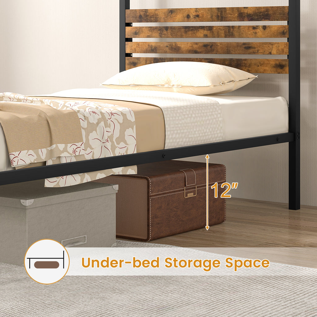 Twin Size Canopy Bed Frame with Under Bed Storage