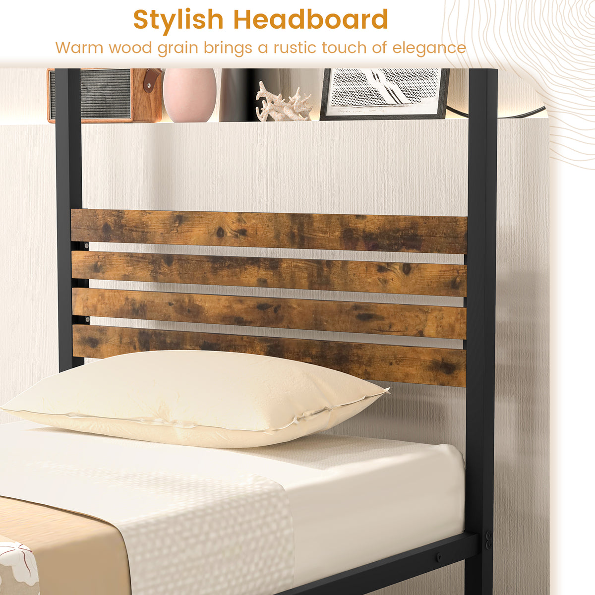 Twin Size Canopy Bed Frame with Under Bed Storage