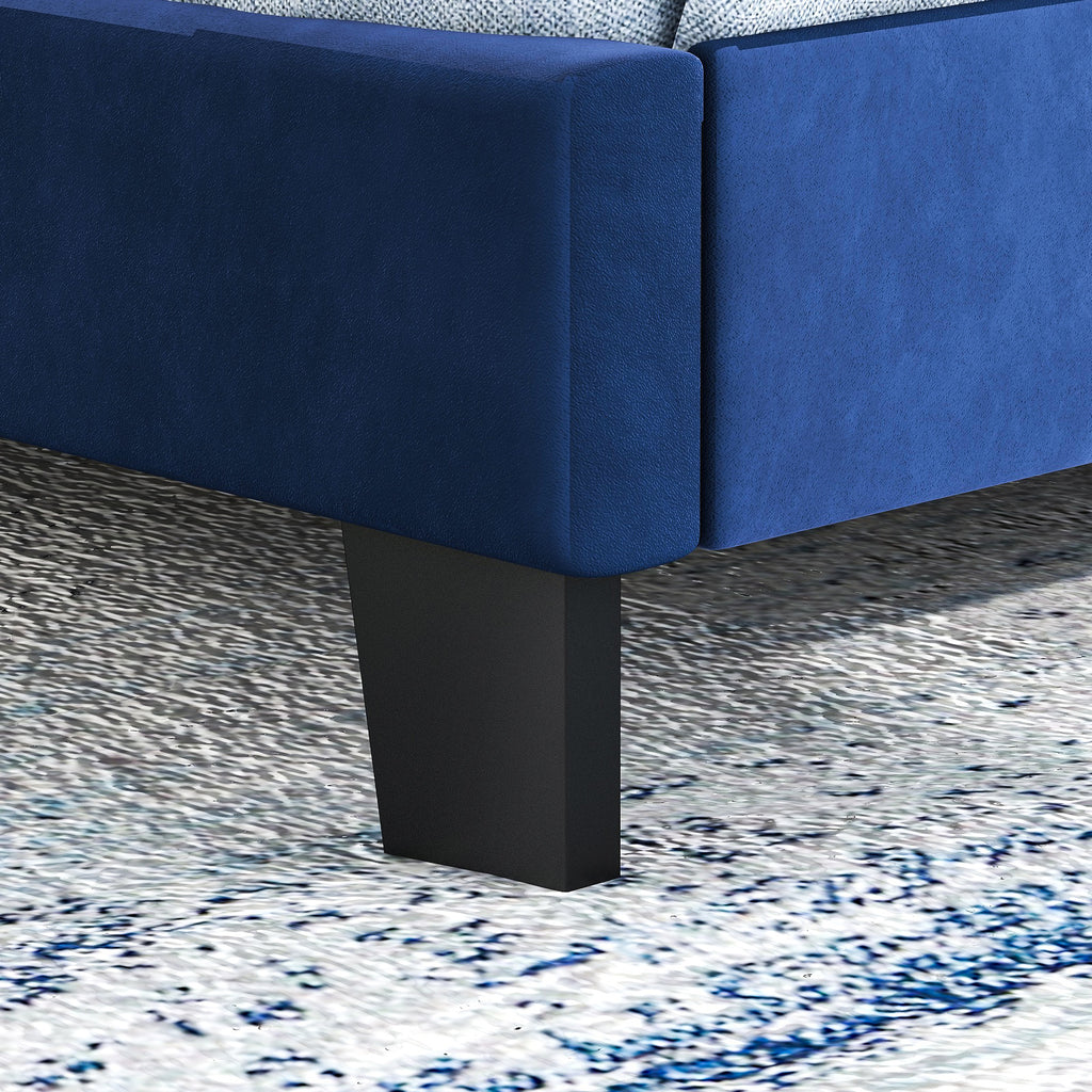Queen Size Velvet Platform Bed with Button Tufted Headboard