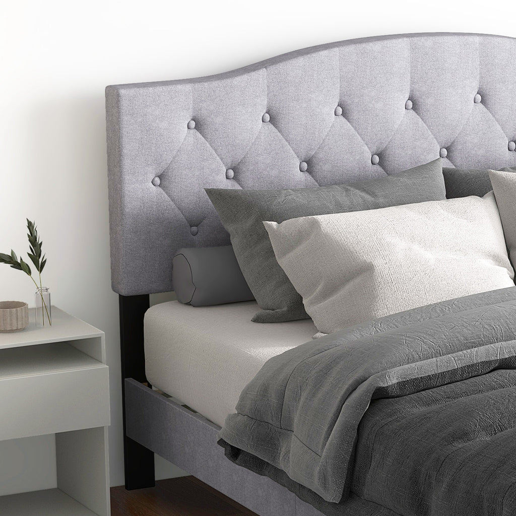 Queen Size Upholstered Platform Bed with Button Tufted Headboard