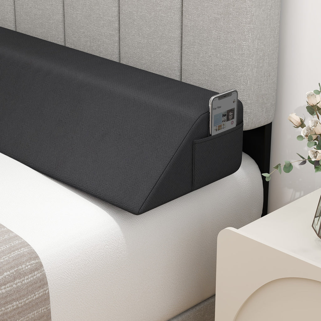 Bed Wedge Pillow with Tablet Stand & Side Pockets, Navy