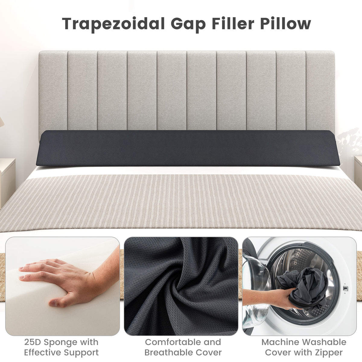 Bed Wedge Pillow Queen Size with Storage Bag