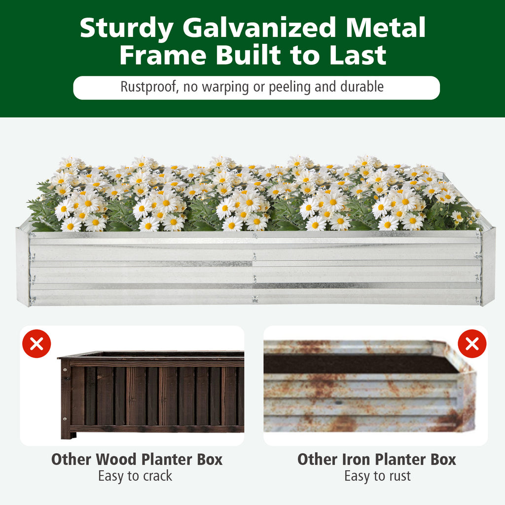Metal Galvanized Raised Garden Bed with Open-Ended Base