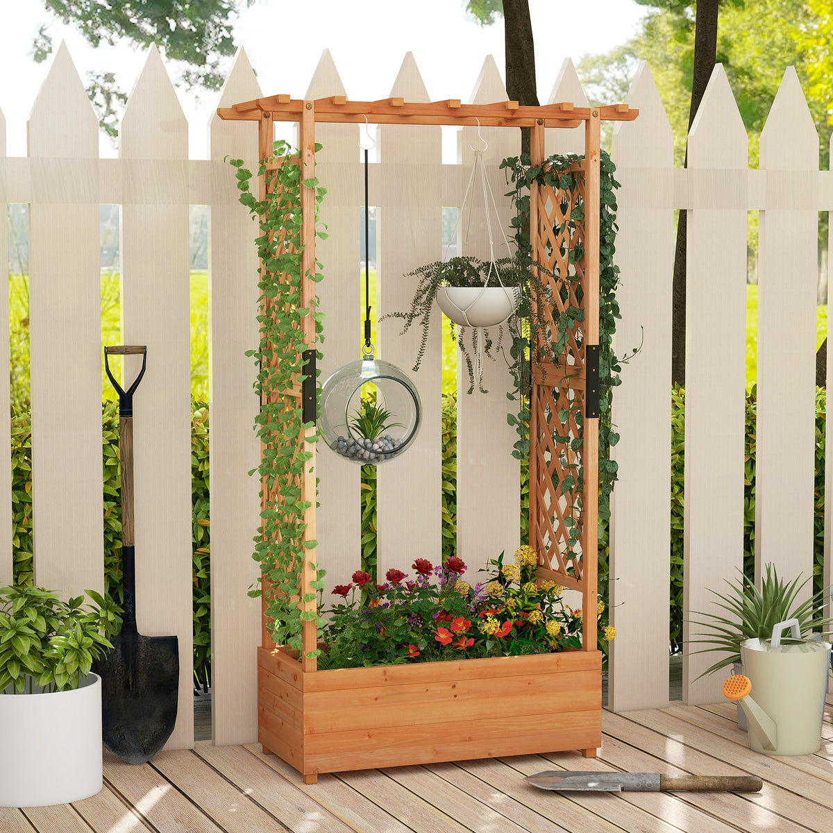 Raised Garden Bed with Arch Trellis – 43.5 x 17.5 x 72 Inch, Orange