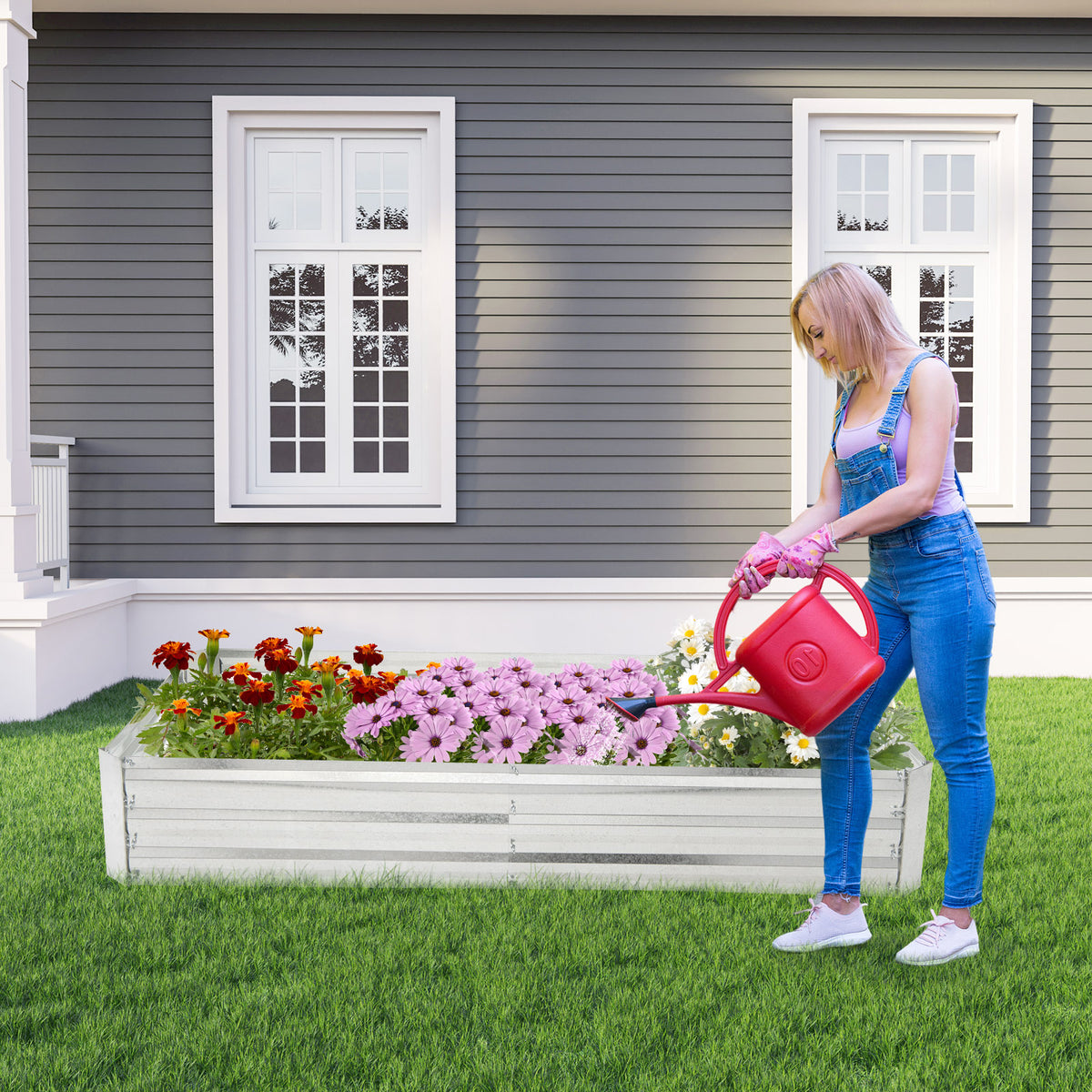 Galvanized Raised Garden Bed 6 x 3 ft with Open Base