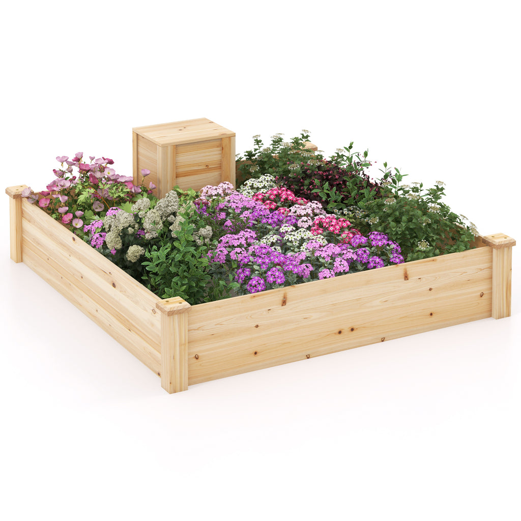 Raised Garden Bed Fir Wood Wooden Square Planter Box