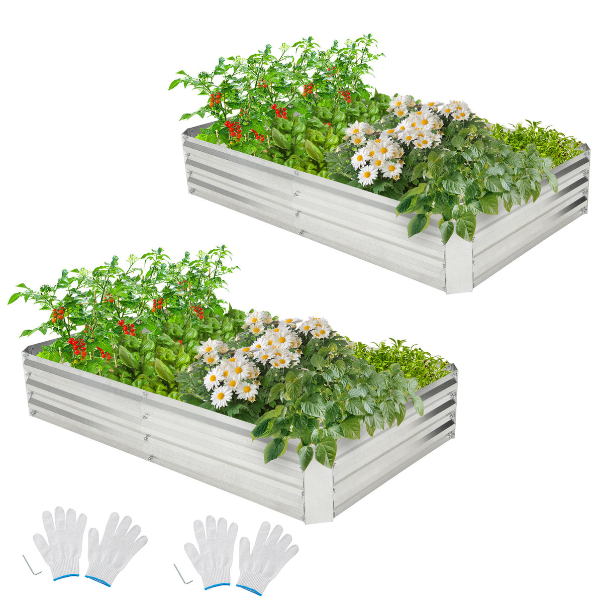 Galvanized Raised Garden Bed 6 x 3 ft with Open Base