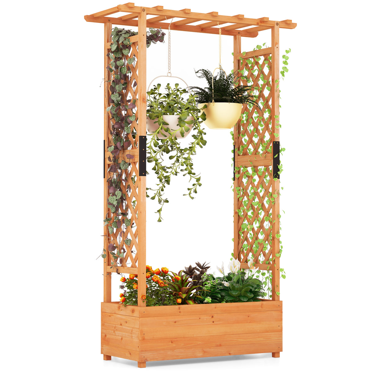 Raised Garden Bed with Arch Trellis – 43.5 x 17.5 x 72 Inch, Orange