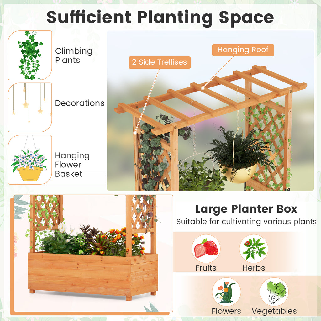 Raised Garden Bed with Arch Trellis – 43.5 x 17.5 x 72 Inch, Orange