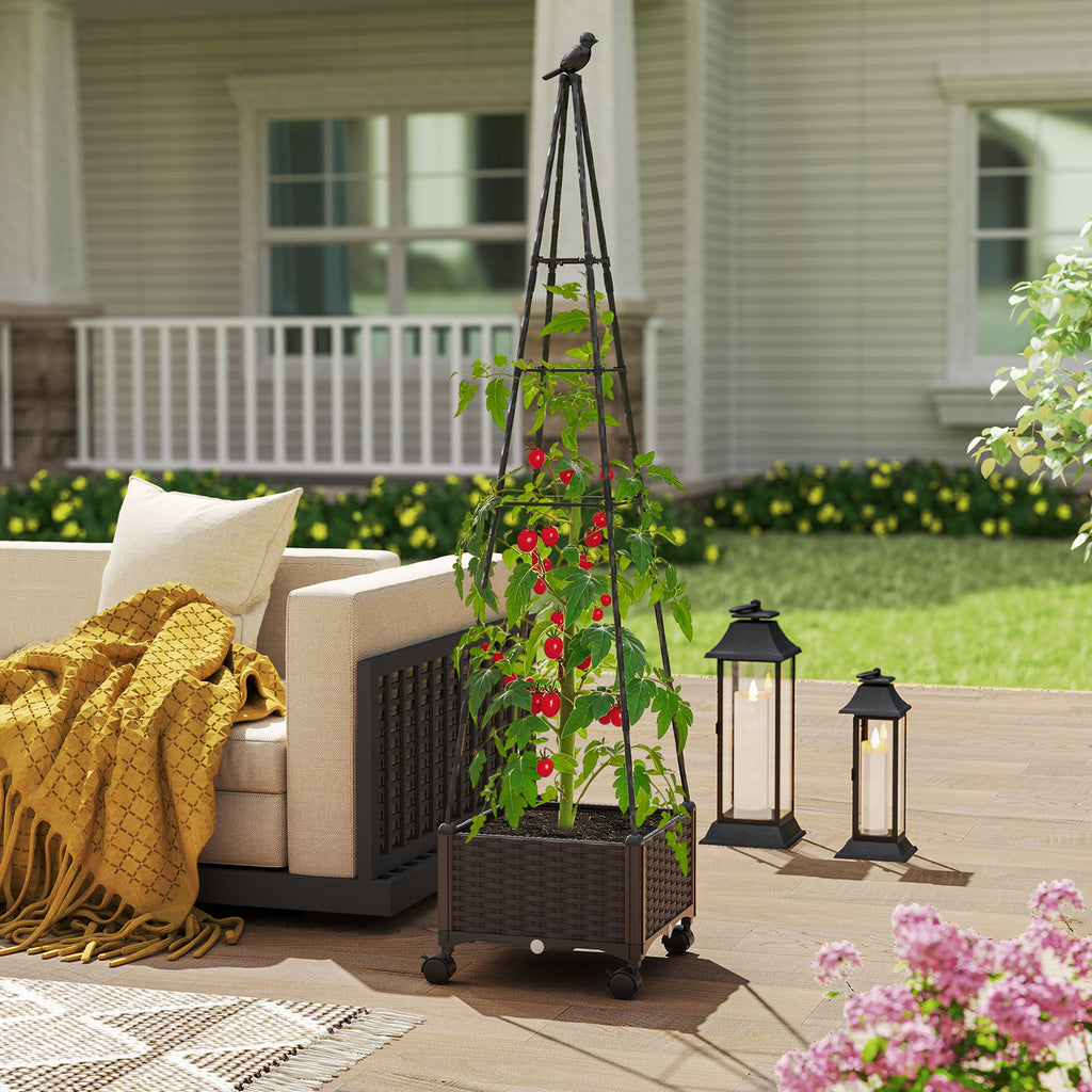 Raised Garden Bed Adjustable with Plant Box and Trellis Lockable