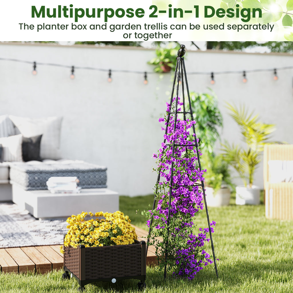 Raised Garden Bed Adjustable with Plant Box and Trellis Lockable