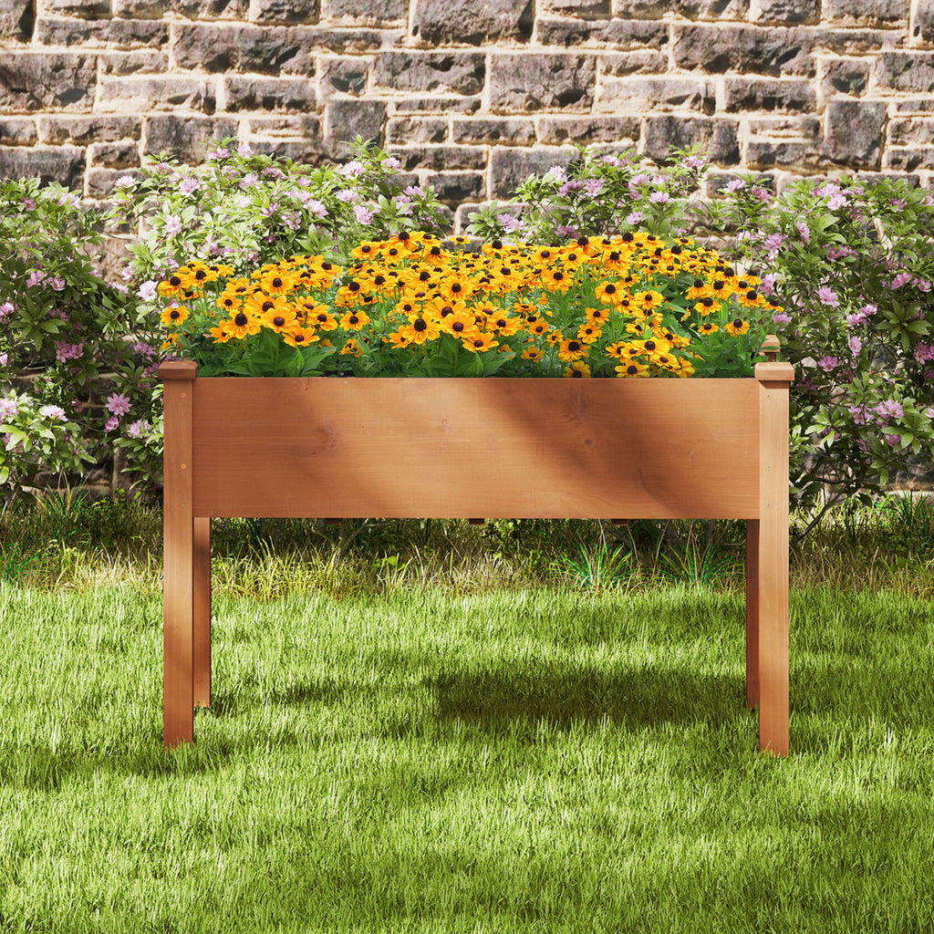 Raised Garden Bed with Legs and Drainage Holes - Brown