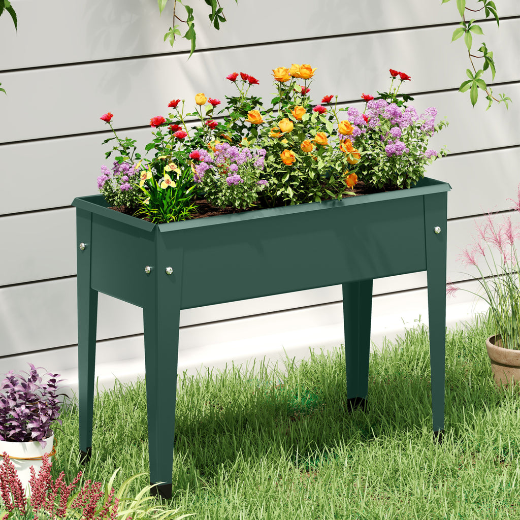 Raised Garden Bed 24x11x18 Inch Metal Planter Box Black