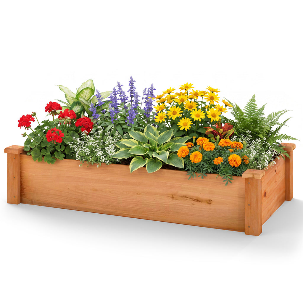 Raised Garden Bed Fir Wood Wooden Square Planter Box