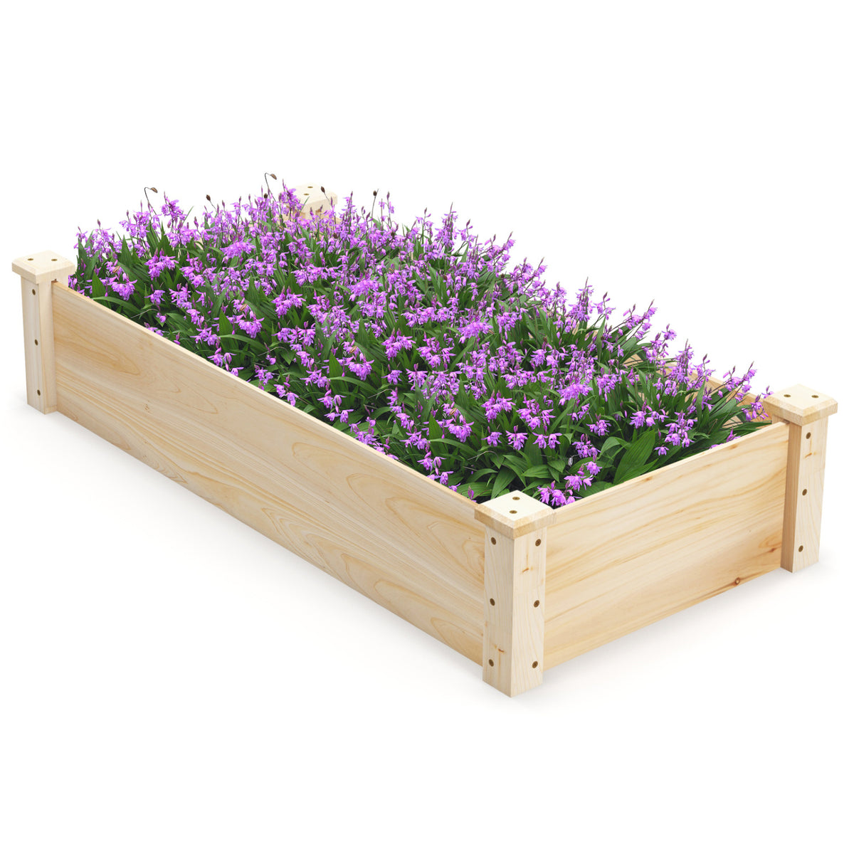 49 Inch Raised Garden Bed with Compost Bin, Natural