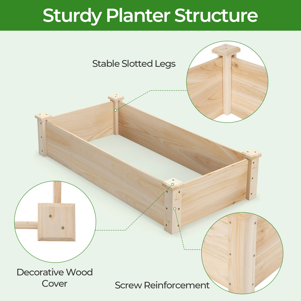 Raised Garden Bed Fir Wood Wooden Square Planter Box