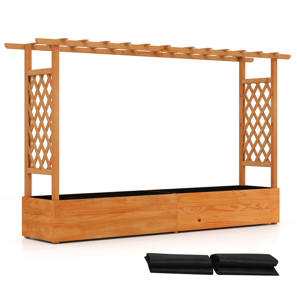 Raised Garden Bed Planter Box with Trellis - Double Planters 79x17.5x45