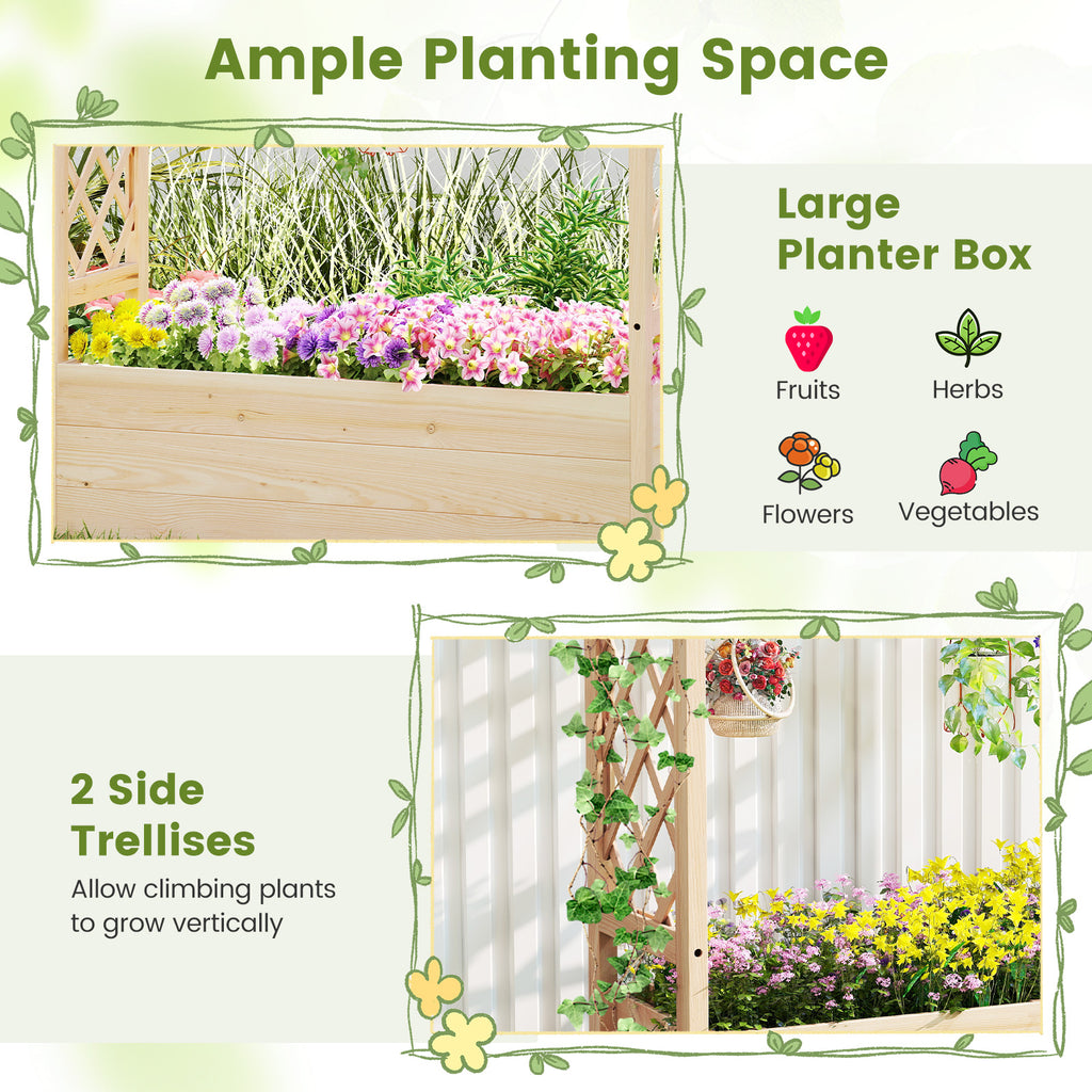 Wooden Elevated Planter Raised Garden Bed with Hanging Roof