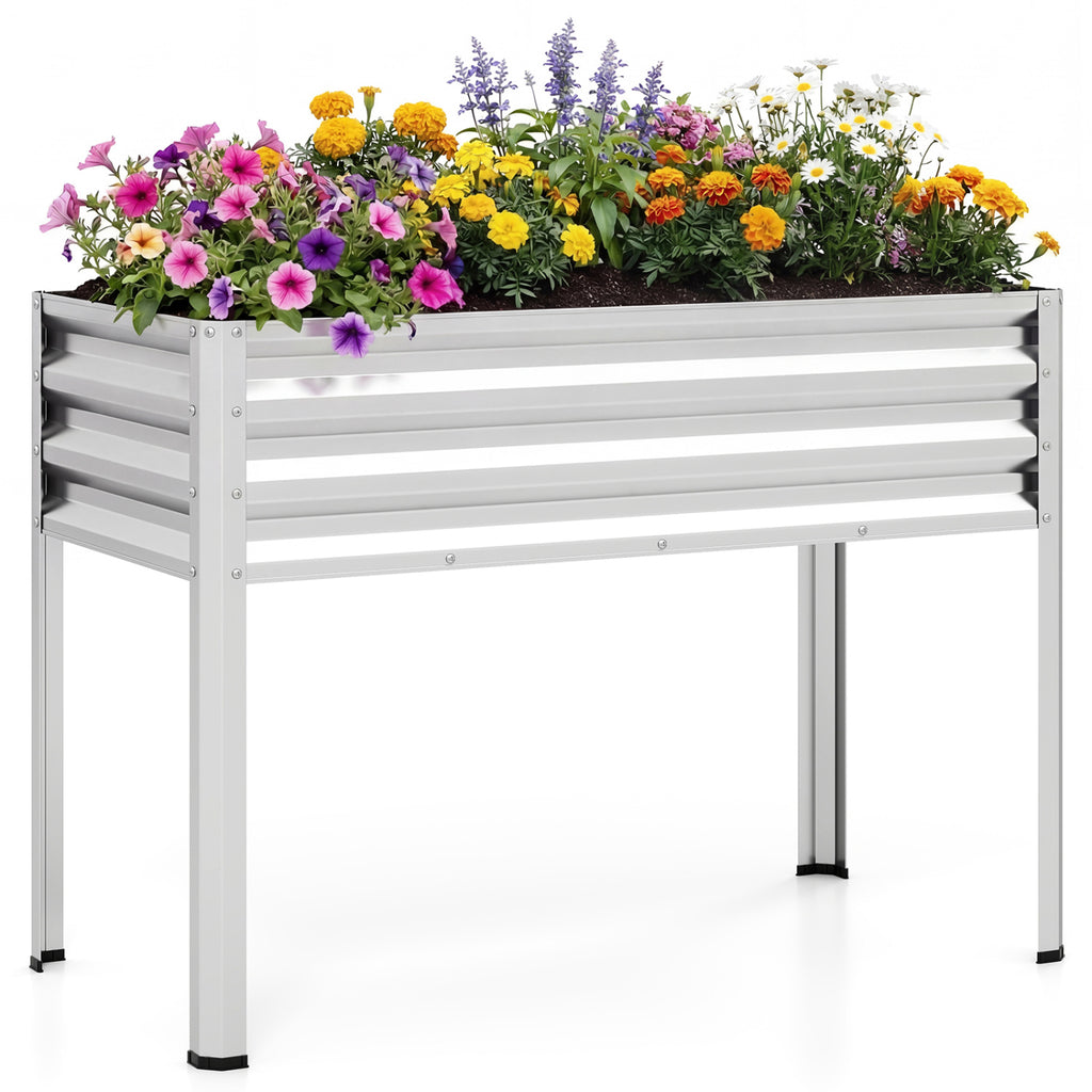 Galvanized Raised Garden Bed with Greenhouse Cover - Gray