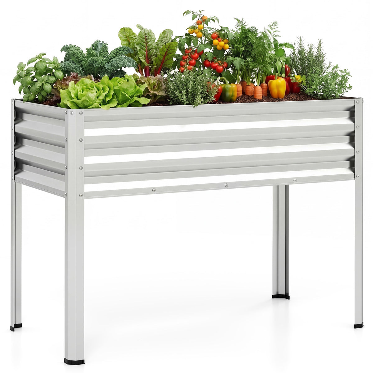 Raised Garden Bed with Legs, 32" Elevated Planter Box - Silver