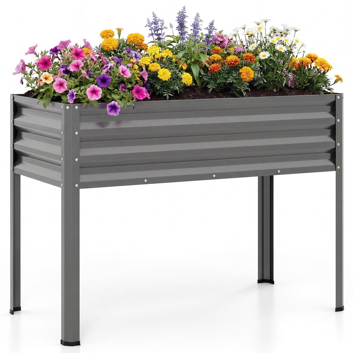 Elevated Garden Planter Box with Legs, 32" Height - Gray