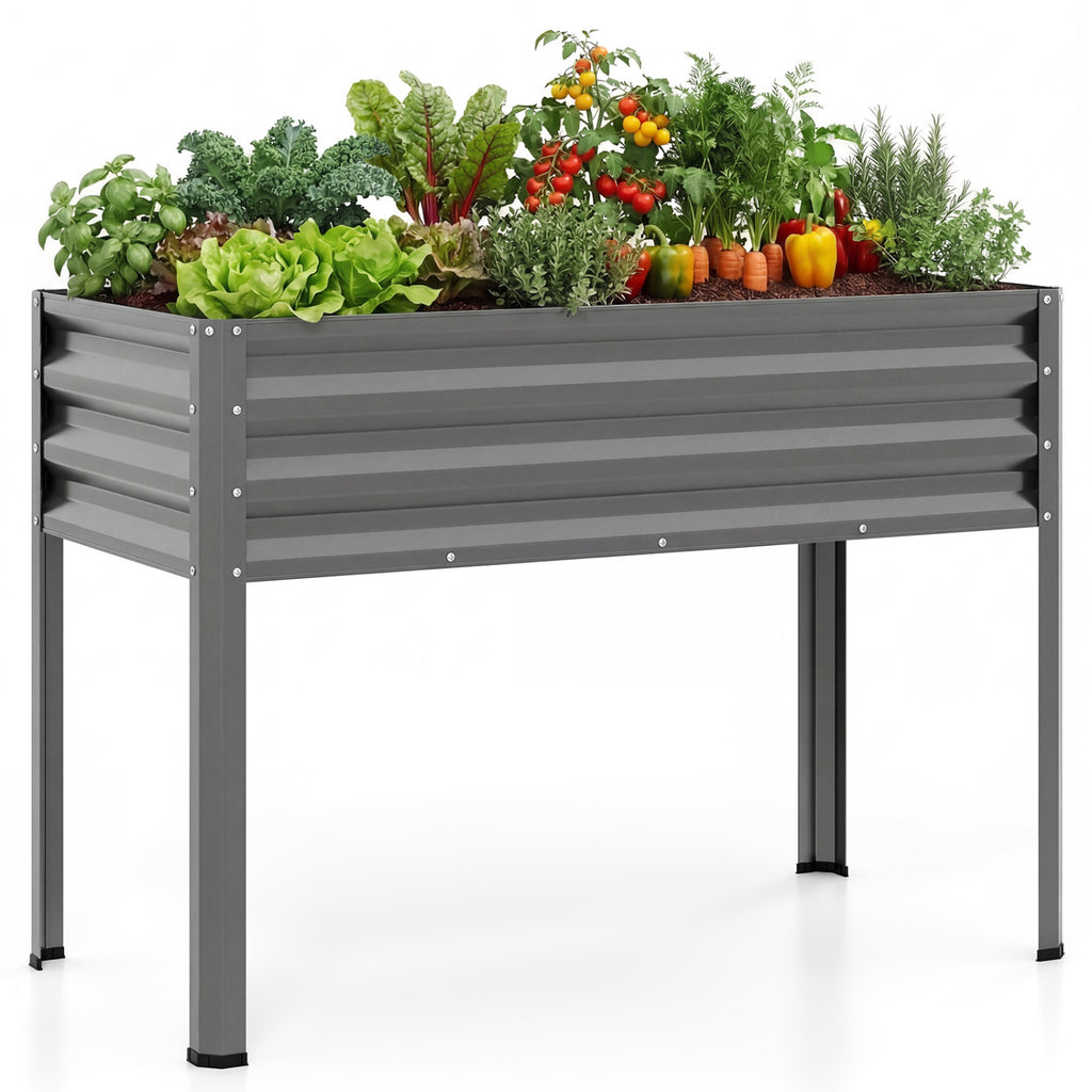 Elevated Garden Planter Box with Legs, 32" Height - Gray