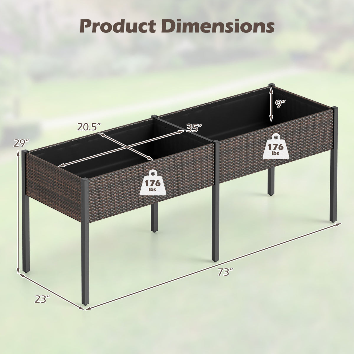 Raised Garden Bed with Legs and Removable Liner for Vegetables Herbs