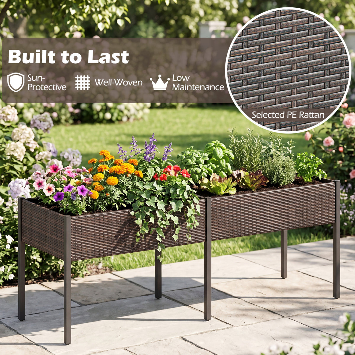 Raised Garden Bed with Legs and Removable Liner for Vegetables Herbs