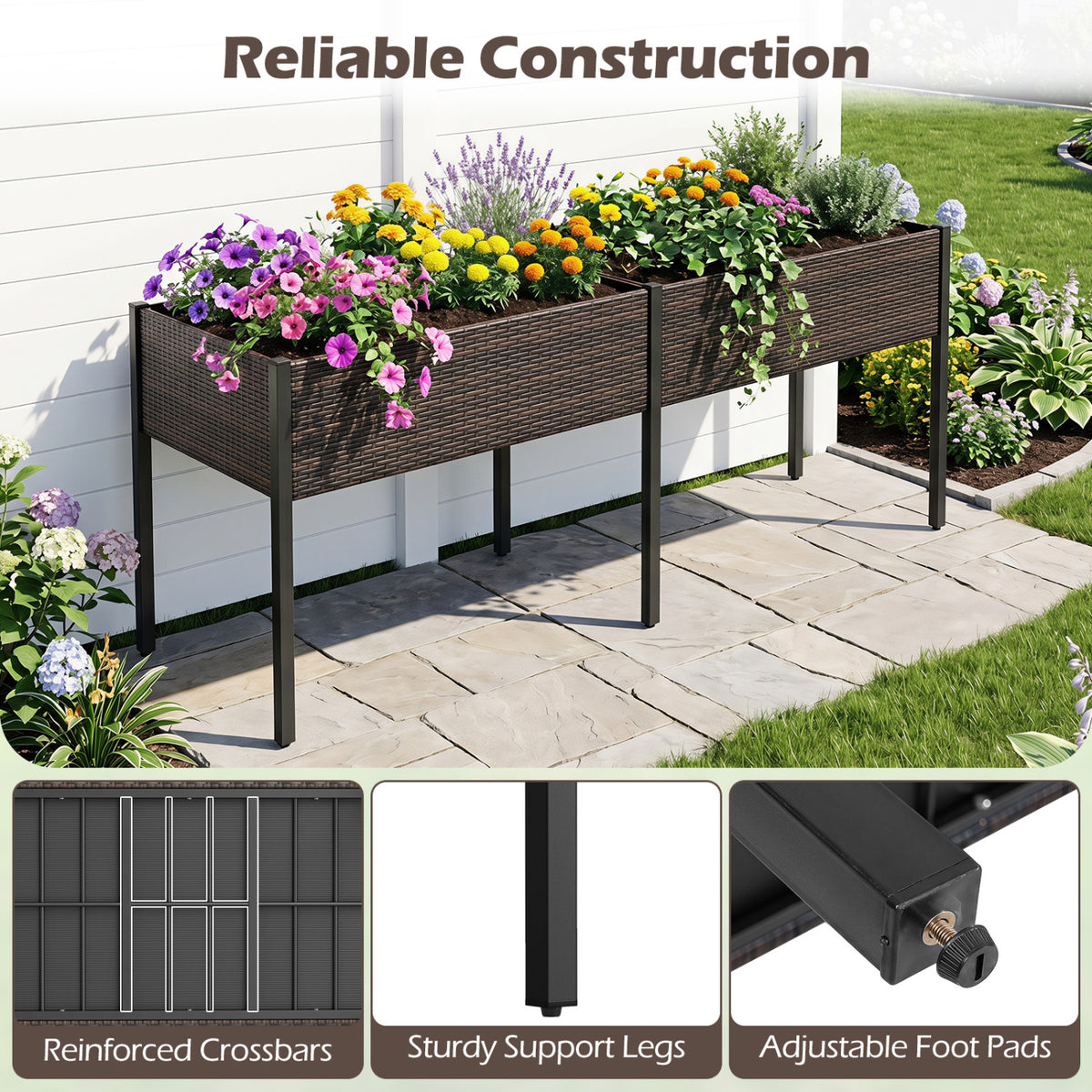 Raised Garden Bed with Legs and Removable Liner for Vegetables Herbs
