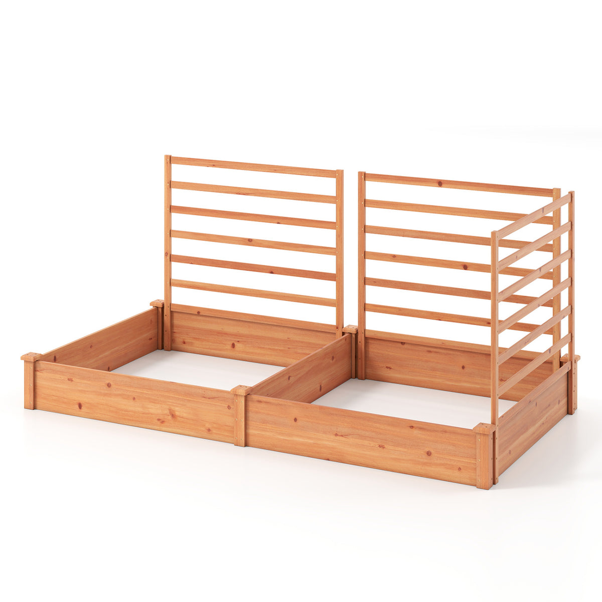 Raised Garden Bed with 2 Planter Boxes and 3 Trellis
