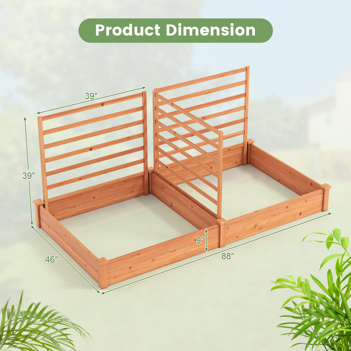 Raised Garden Bed with 2 Planter Boxes and 3 Trellis