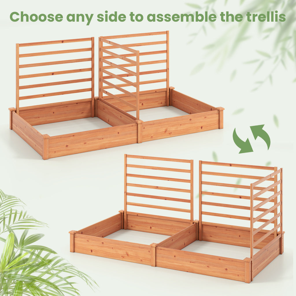 Raised Garden Bed with 2 Planter Boxes and 3 Trellis