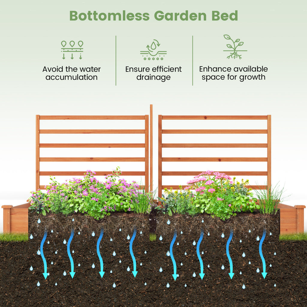 Raised Garden Bed with 2 Planter Boxes and 3 Trellis