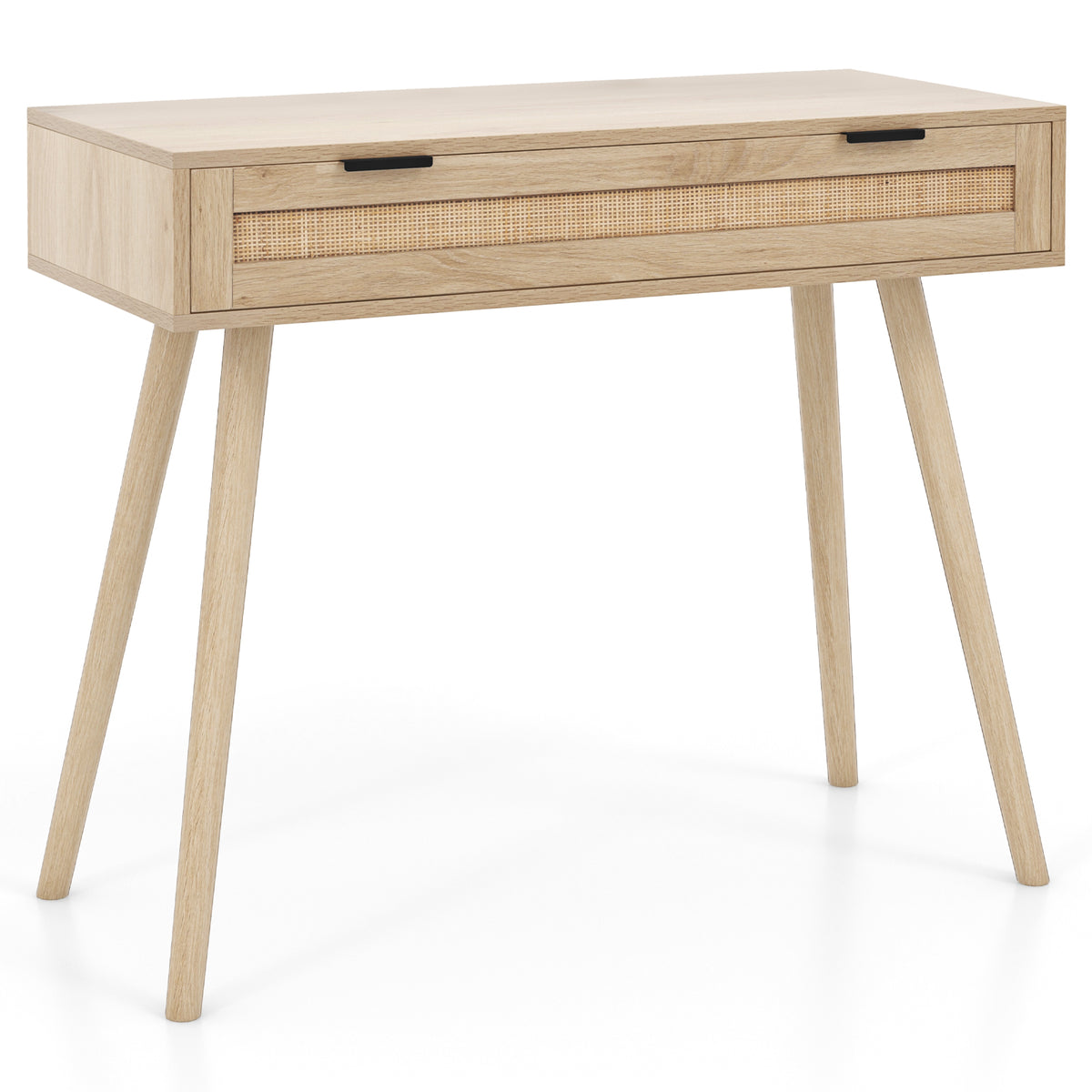 Rattan Console Table with Drawer - Natural Boho Entryway