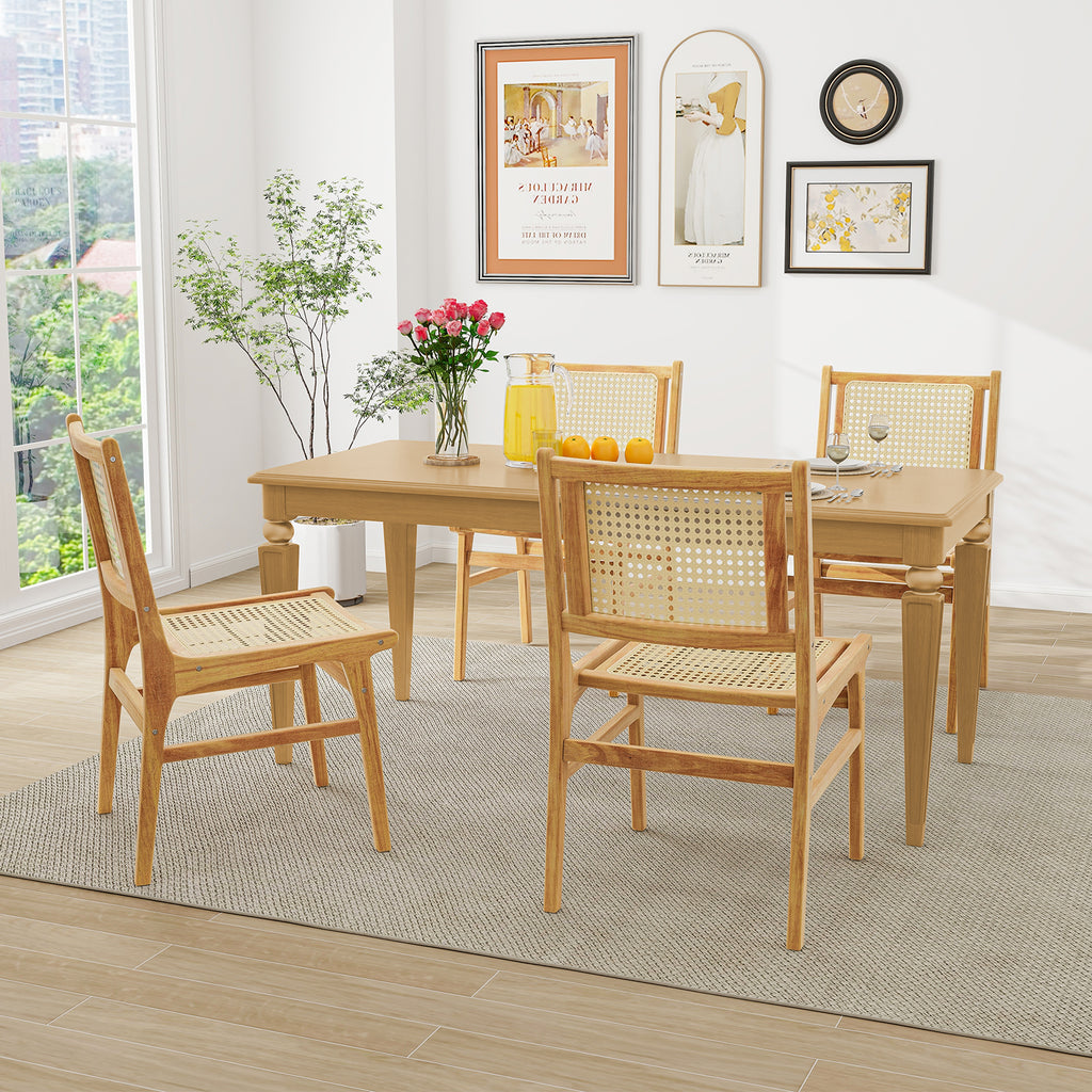 Rattan Dining Chair with Woven Backrest - Square Backrest
