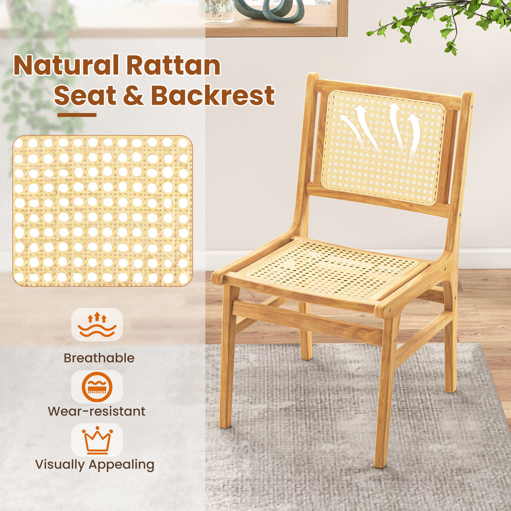 Rattan Dining Chair with Woven Backrest - Square Backrest