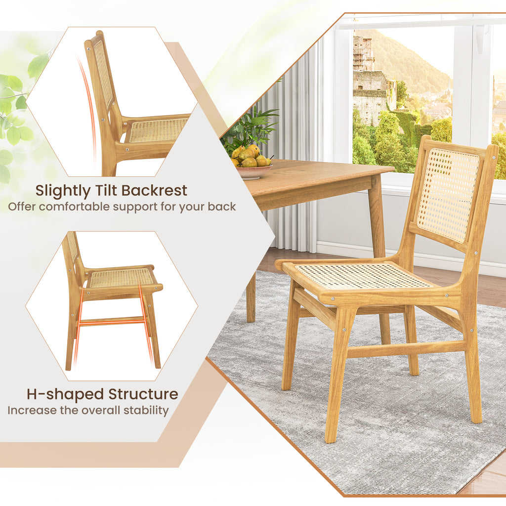 Rattan Dining Chair with Woven Backrest - Square Backrest
