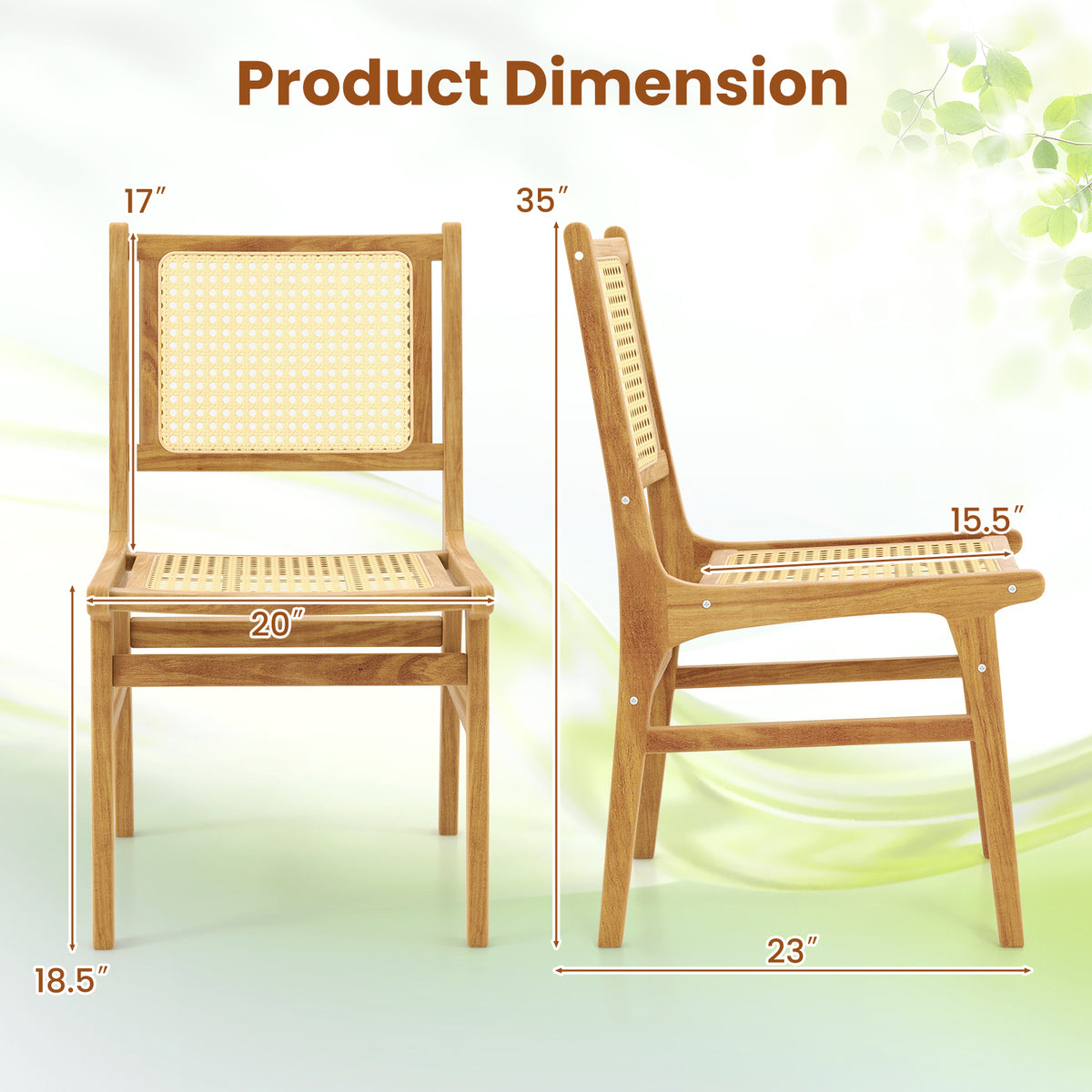 Rattan Dining Chair with Woven Backrest - Square Backrest