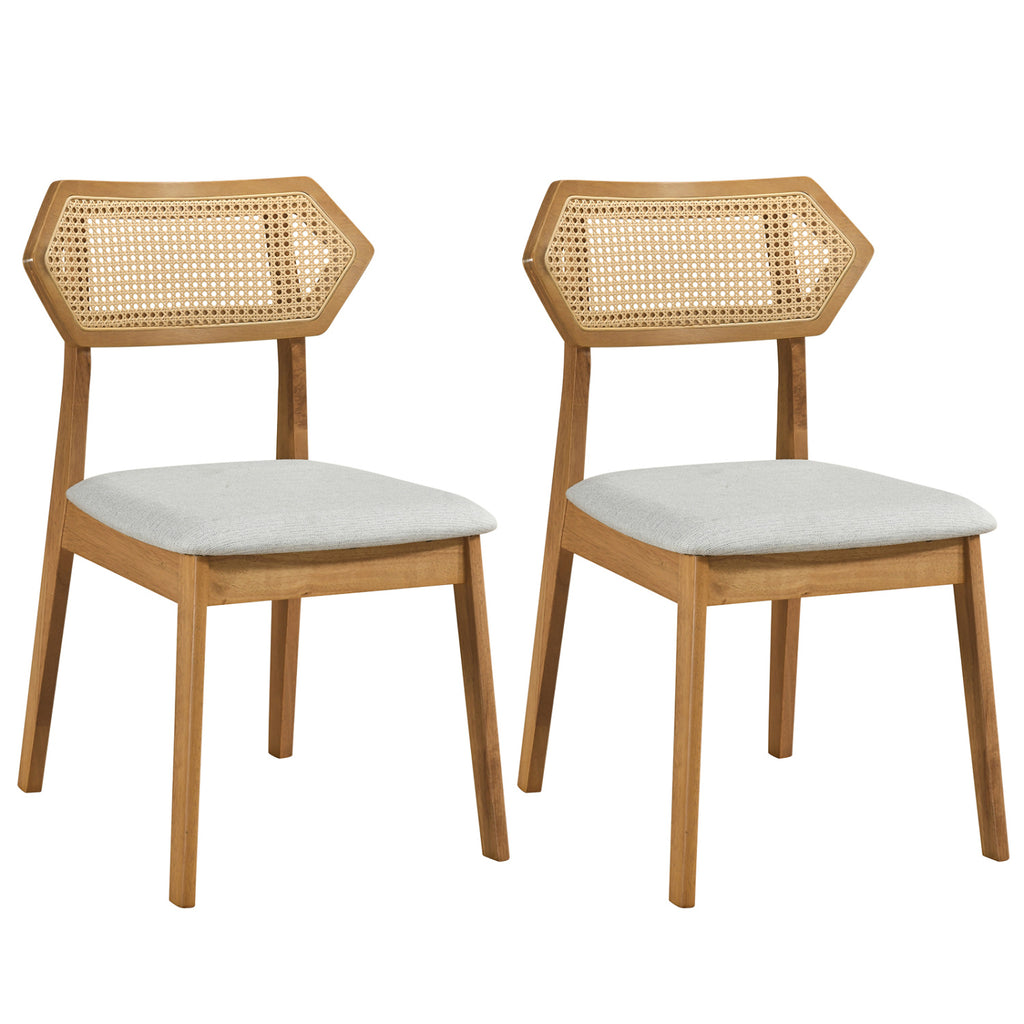 Mid Century Rattan Dining Chairs Set of 4 - Black