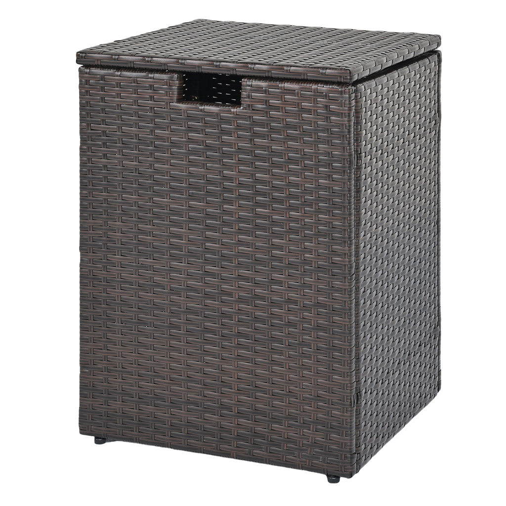 Rattan Propane Tank Cover Side Table - Black