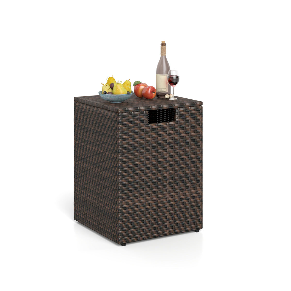 Rattan Propane Tank Cover Side Table - Black